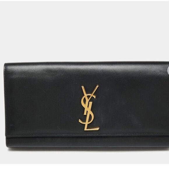 Saint Laurent Handbags - Saint Laurent Kate‎ Clutch Black Leather Gold Hardware Women's Bag